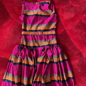 Pink dress with multi color pattern